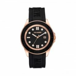SteveMadden RUBBERIZED ENAMEL CASE WATCH ROSE GOLD MULTI All New