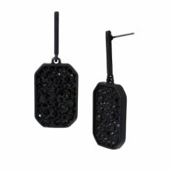 SteveMadden STONE PENDANT EARRINGS BLACK