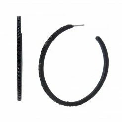 SteveMadden All New RHINESTONE HOOP EARRINGS BLACK