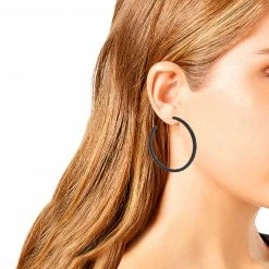 SteveMadden All New RHINESTONE HOOP EARRINGS BLACK