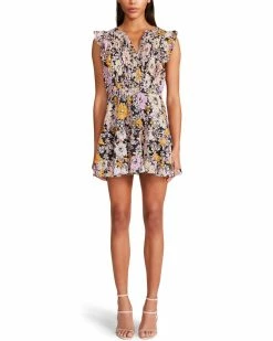 SteveMadden All New KNOW YOUR FLOWER DRESS BLACK MULTI