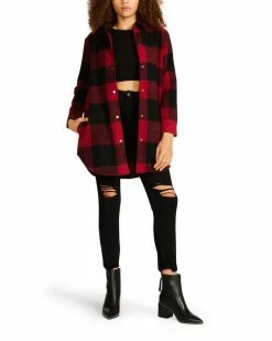 SteveMadden Shop All ELDRIDGE PLAID COAT RED