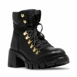 SteveMadden WOMEN'S SHOES HINTT BLACK LEATHER