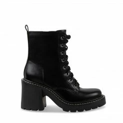 SteveMadden WOMEN'S SHOES LION BLACK LEATHER