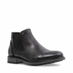 SteveMadden MEN'S SHOES BOAZ BLACK LEATHER