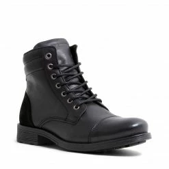 SteveMadden MEN'S SHOES UPWOOD BLACK LEATHER