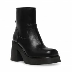 SteveMadden UNIVERSITY BLACK LEATHER Super Platforms