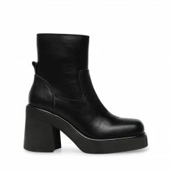 SteveMadden UNIVERSITY BLACK LEATHER Super Platforms