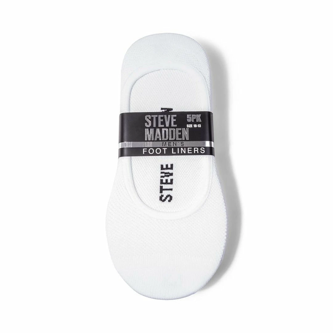SteveMadden MEN'S SHOES 5PK MEN'S WHITE FOOT LINERS