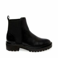 SteveMadden GLIDING BLACK LEATHER WOMEN'S SHOES